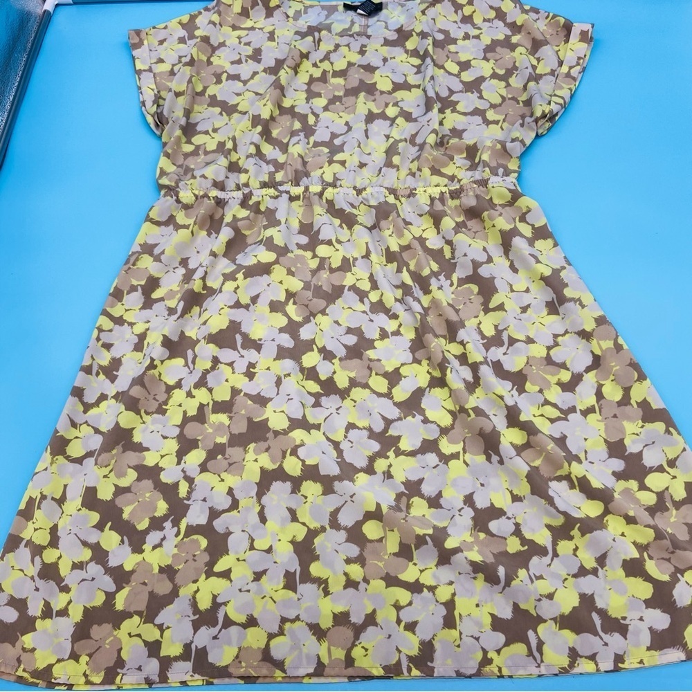 Lane Bryant Floral Print Dress in Brown and Yellow Size 14/16